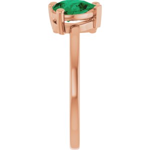14K Rose Gold 9/10 CT Lab-Grown Diamond & Lab-Grown Emerald Two Stone Ring – image 4