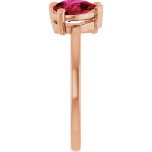 14K Rose Gold 9/10 CT Lab-Grown Diamond & Lab-Grown Ruby Two Stone Ring – image 4