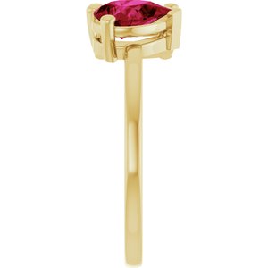 14K Yellow Gold 9/10 CT Lab-Grown Diamond & Lab-Grown Ruby Two Stone Ring – image 4