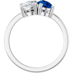 Platinum 9/10 CT Lab-Grown Diamond & Lab-Grown Blue Sapphire Two Stone Ring – image 2