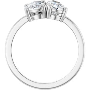 14K White Gold Two-Stone Ring Mounting – image 3