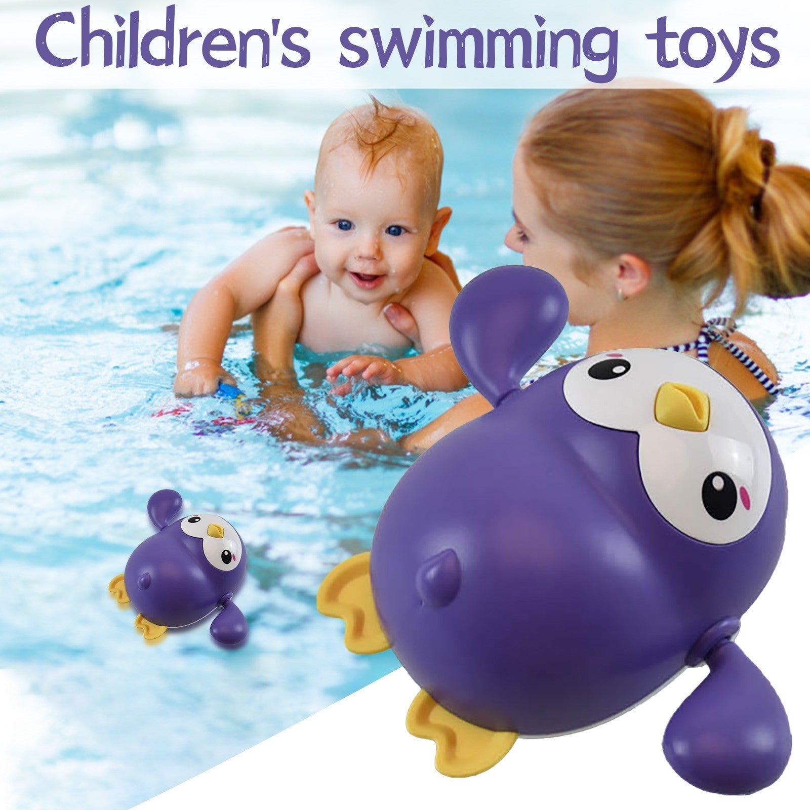 Wind-Up Swimming Penguin Bath Toy – Cute Baby Bath Pool Toy