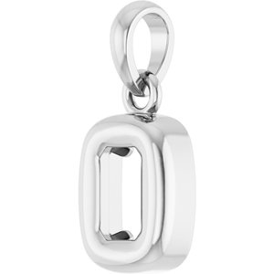14K White Gold 5x3 mm Emerald Back-Set Charm/Pendant Mounting – image 4