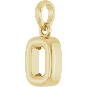 14K Yellow Gold 5x3 mm Emerald Back-Set Charm/Pendant Mounting – image 4