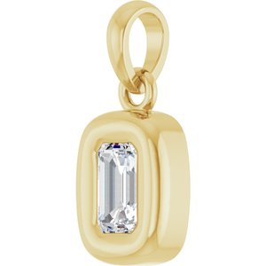 10K Yellow Gold 5x3 mm Emerald Back-Set Charm/Pendant Mounting – image 3