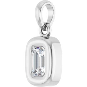Sterling Silver 5x3 mm Emerald Back-Set Charm/Pendant Mounting – image 3