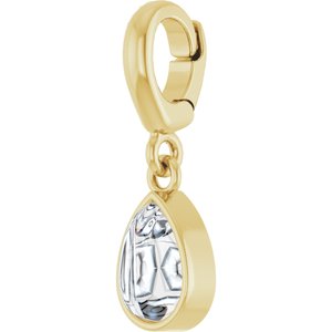 18K Yellow Gold-Plated Sterling Silver 6x4 mm Pear Cabochon Charm/Pendant Mounting – image 3