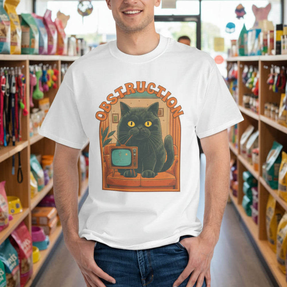 Retro Cat Obstruction Graphic T-Shirt