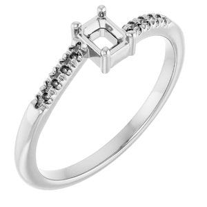 10K White Gold 4x3 mm Emerald Accented Bypass Ring Mounting – image 2