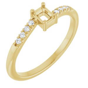 14K Yellow Gold 4x3 mm Emerald .07 CTW Lab-Grown Diamond Semi-Set Bypass Ring – image 2