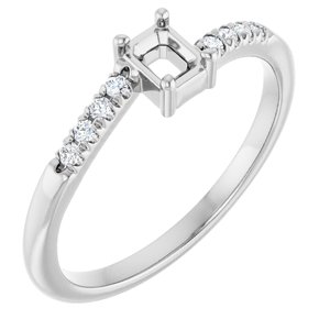 10K White Gold 4x3 mm Emerald .07 CTW Natural Diamond Semi-Set Bypass Ring – image 2