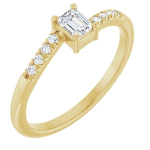 14K Yellow Gold 4x3 mm Emerald Accented Bypass Ring Mounting