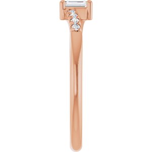 14K Rose Gold 4x3 mm Emerald .07 CTW Lab-Grown Diamond Semi-Set Bypass Ring – image 7