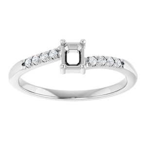 Platinum 4x3 mm Emerald .07 CTW Lab-Grown Diamond Semi-Set Bypass Ring – image 6