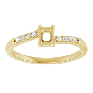 10K Yellow Gold 4x3 mm Emerald .07 CTW Natural Diamond Semi-Set Bypass Ring – image 6