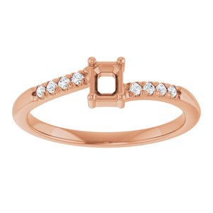 14K Rose Gold 4x3 mm Emerald .07 CTW Lab-Grown Diamond Semi-Set Bypass Ring – image 6