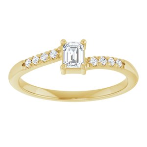 10K Yellow Gold 4x3 mm Emerald Accented Bypass Ring Mounting – image 5
