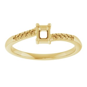10K Yellow Gold 4x3 mm Emerald Accented Bypass Ring Mounting – image 6