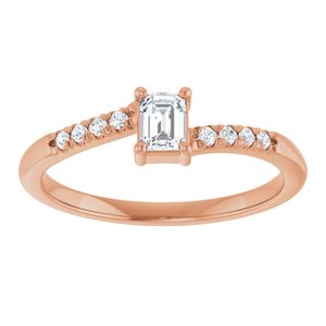 14K Rose Gold 4x3 mm Emerald .07 CTW Lab-Grown Diamond Semi-Set Bypass Ring – image 5