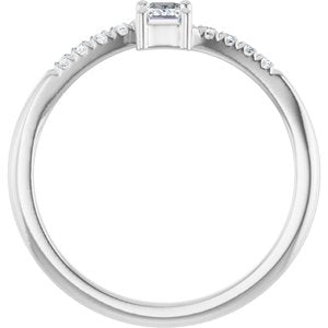 Platinum 4x3 mm Emerald Accented Bypass Ring Mounting – image 3