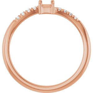14K Rose Gold 4x3 mm Emerald .07 CTW Lab-Grown Diamond Semi-Set Bypass Ring – image 4