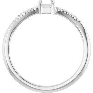 14K White Gold 4x3 mm Emerald .07 CTW Natural Diamond Semi-Set Bypass Ring – image 4