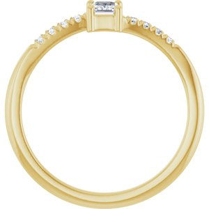 14K Yellow Gold 4x3 mm Emerald .07 CTW Lab-Grown Diamond Semi-Set Bypass Ring – image 3