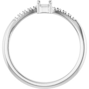 Sterling Silver 4x3 mm Emerald Accented Bypass Ring Mounting – image 4