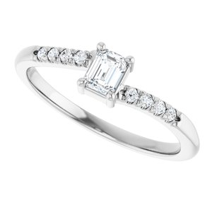Platinum 4x3 mm Emerald Accented Bypass Ring Mounting – image 8