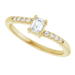 14K Yellow Gold 4x3 mm Emerald Accented Bypass Ring Mounting – image 8