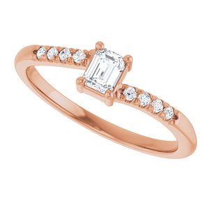 14K Rose Gold 4x3 mm Emerald .07 CTW Lab-Grown Diamond Semi-Set Bypass Ring – image 8