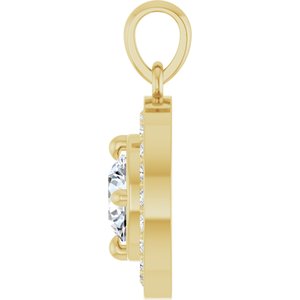 10K Yellow Gold 5 mm Round 1/6 CTW Lab-Grown Diamond Semi-Set Halo-Style Charm/Pendant – image 5