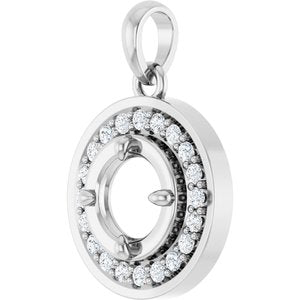 Platinum 5 mm Round 1/6 CTW Natural Diamond Semi-Set Halo-Style Charm/Pendant – image 4