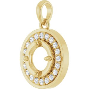 14K Yellow Gold 5 mm Round 1/6 CTW Natural Diamond Semi-Set Halo-Style Charm/Pendant – image 4