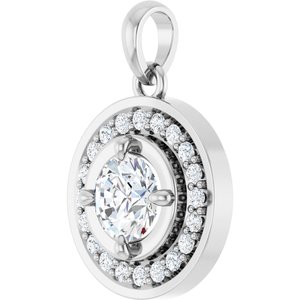 Platinum 5 mm Round 1/6 CTW Natural Diamond Semi-Set Halo-Style Charm/Pendant – image 3