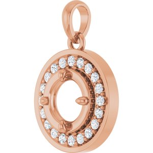 14K Rose Gold 5 mm Round 1/6 CTW Natural Diamond Semi-Set Halo-Style Charm/Pendant – image 4
