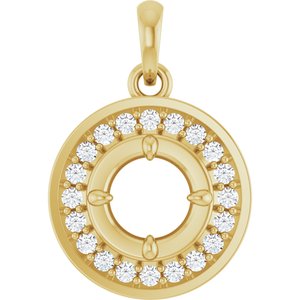 10K Yellow Gold 5 mm Round 1/6 CTW Lab-Grown Diamond Semi-Set Halo-Style Charm/Pendant – image 2