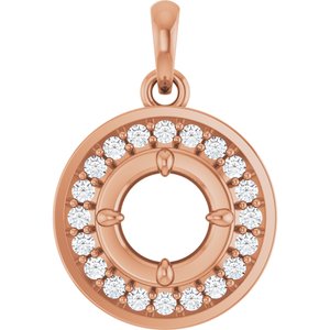 14K Rose Gold 5 mm Round 1/6 CTW Natural Diamond Semi-Set Halo-Style Charm/Pendant – image 2