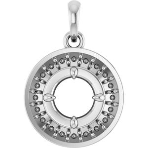 14K White Gold 5 mm Round Claw-Prong Halo-Style Charm/Pendant Mounting – image 2
