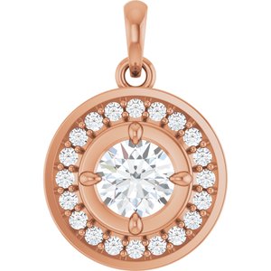 14K Rose Gold 5/8 CTW Lab-Grown Diamond Halo-Style Charm/Pendant