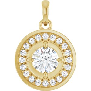 14K Yellow Gold 5/8 CTW Natural Diamond Halo-Style Charm/Pendant