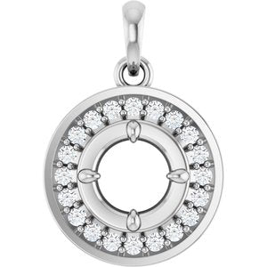 14K White Gold 5 mm Round 1/6 CTW Lab-Grown Diamond Semi-Set Halo-Style Charm/Pendant – image 2