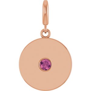 14K Rose Gold Natural Pink Tourmaline Charm/Pendant