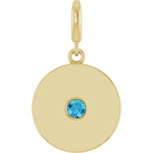 18K Yellow Gold-Plated Sterling Silver Natural Blue Zircon Charm/Pendant