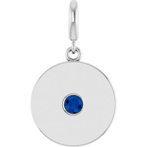 Platinum Natural Blue Sapphire Charm/Pendant