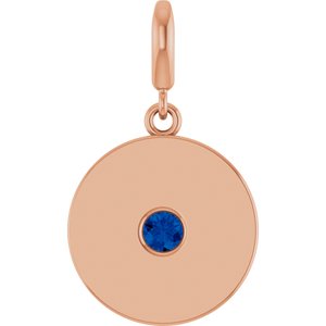 14K Rose Gold Lab-Grown Blue Sapphire Charm/Pendant