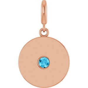 14K Rose Gold Natural Aquamarine Charm/Pendant