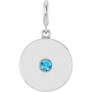 Platinum Natural Aquamarine Charm/Pendant