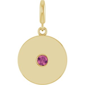 14K Yellow Gold Natural Pink Tourmaline Charm/Pendant