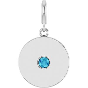 Platinum Natural Blue Zircon Charm/Pendant